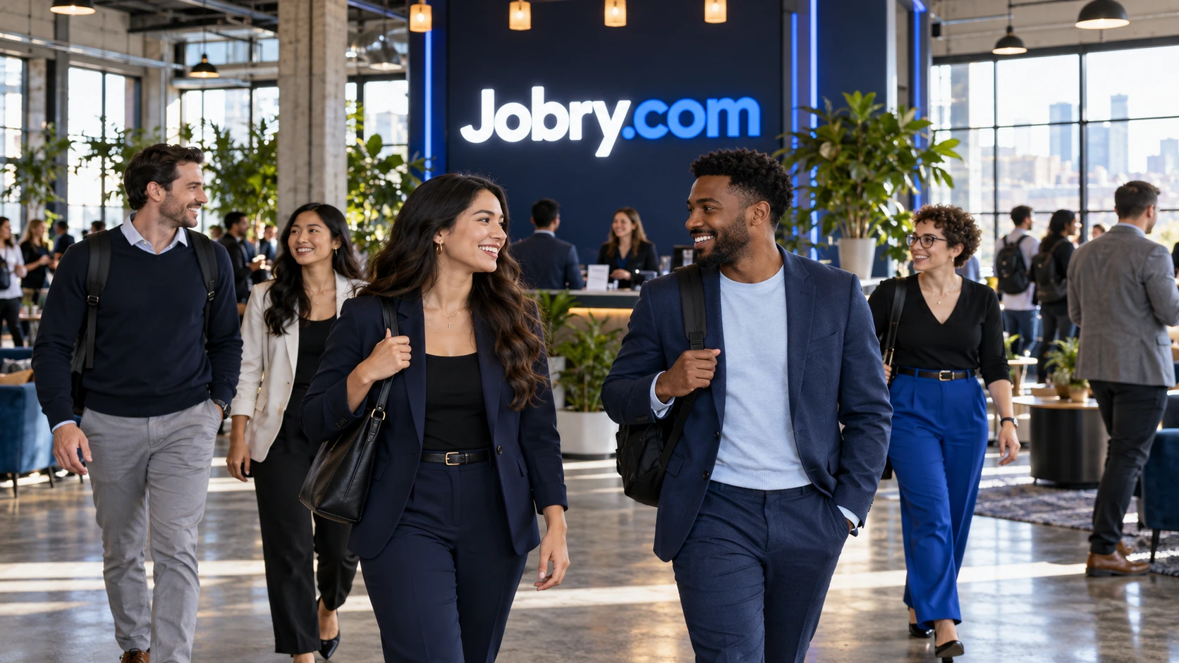 A diverse working team discussing hiring and career development